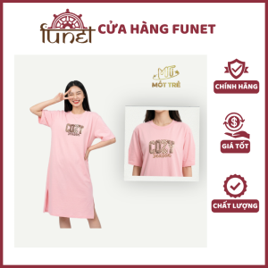 Đầm Suông Nữ Mốt Trẻ Cozy Season - Xẻ Tà In Chữ Cotton 250g Mềm Mịn Thoáng Mát