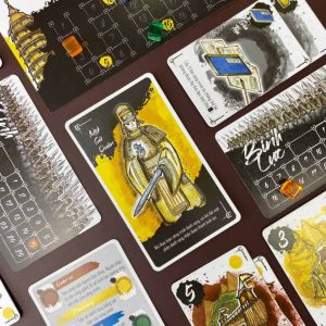 Thẻ nhân vật Ngộ Sứ Quân và bảng Binh Lực trong board game chiến thuật Thiên Mệnh – minh hoạ phong cách cổ phong Á Đông