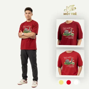 áo thun nam mốt trẻ in hình hà nội form oversize