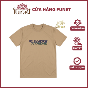 Áo thun nam Mốt Trẻ màu be cotton chéo 4C co giãn 4 chiều form oversize in phản quang Runner's Xtreme