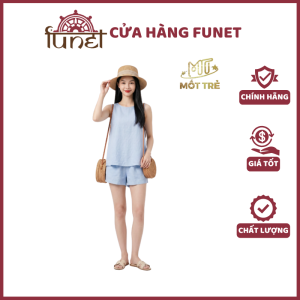 Bộ Đồ Nữ Mốt Trẻ Thun Linen Nhăn – Áo Sát Nách Cổ Tròn Form Chữ A Quần Short Thoáng Mát Không Cần Ủi