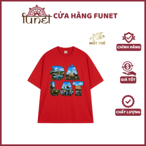 Áo thun unisex Mốt Trẻ màu đỏ in hình chữ Đà Lạt lồng ghép landmark cotton 250G form oversize tay lỡ