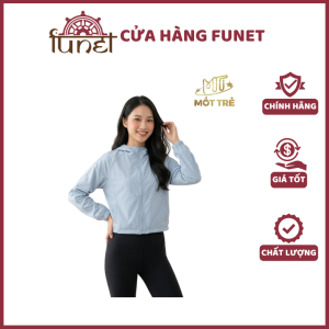 Áo khoác gió nữ Mốt Trẻ màu xanh biển nhạt chất si gió hạt form croptop ngắn có mũ khóa zip bo gấu bo tay co giãn phối legging đen