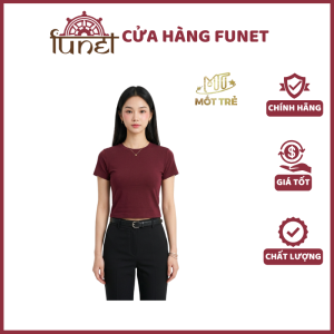 Áo thun nữ croptop Mốt Trẻ màu đỏ đô chất cotton 4C co giãn 4 chiều form ôm body cổ tròn tay ngắn phối quần tây đen thắt lưng da